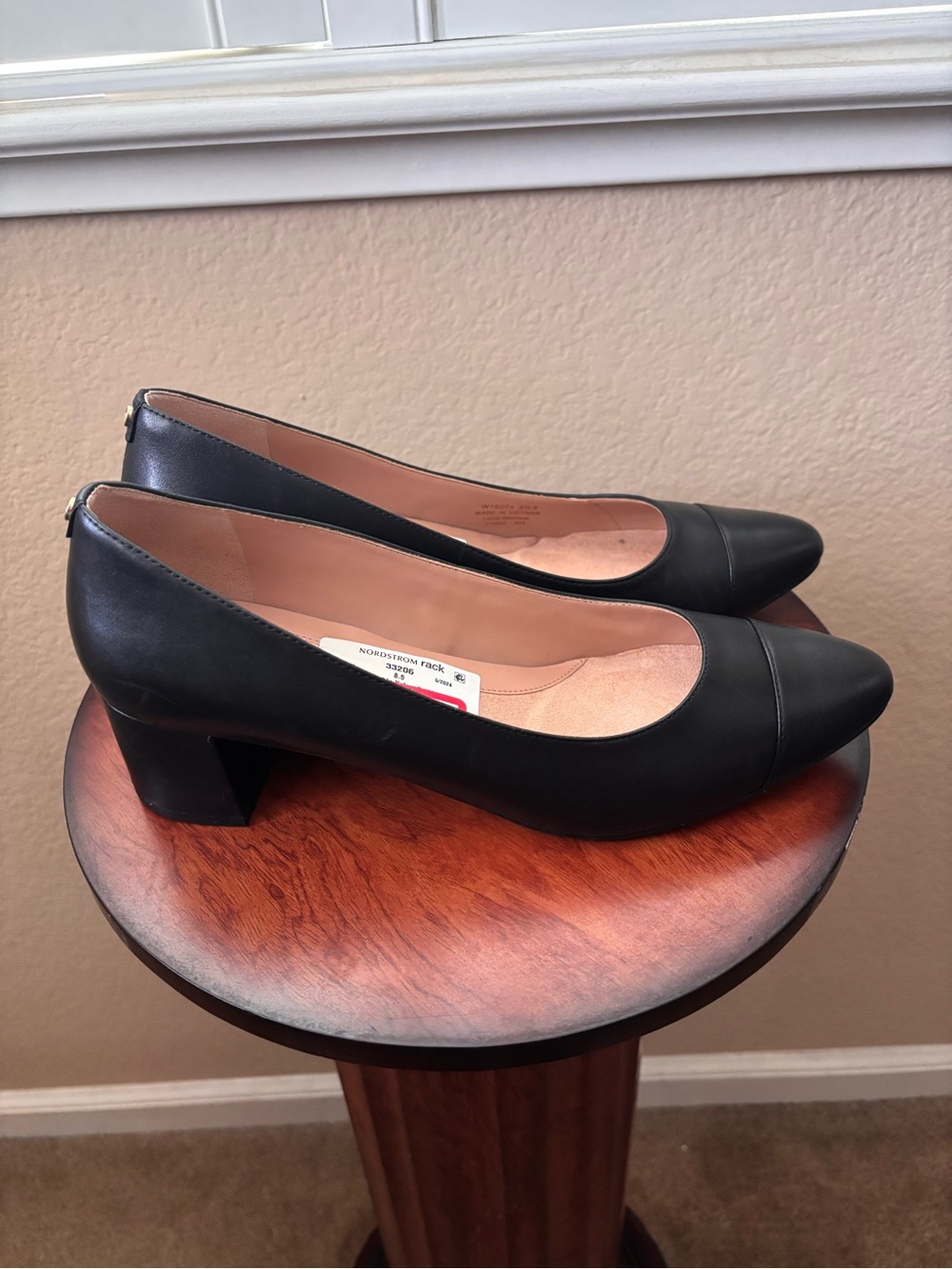 Cole Haan The Go-To Block Heel Pump Black Leather Waterproof W16074 size 8.5